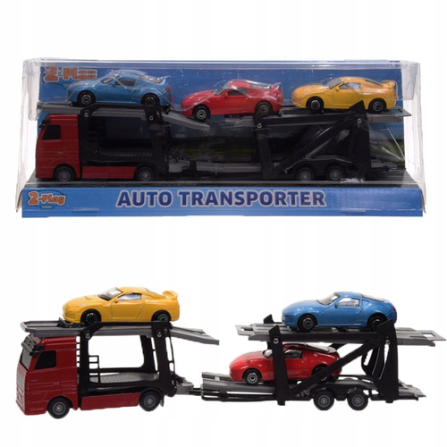 Auto Transporter Laweta Z Trzema Autami Samochodami Metalowe
