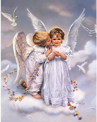 Diamentowa Mozaika Dwa Aniołki Haft Kreatywny 30x40 Cm
