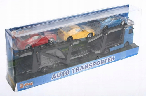 Auto Transporter Laweta Z Trzema Autami Samochodami Metalowe