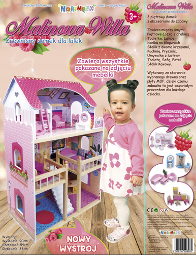 DOMEK DLA LALEK - MALINOWA WILLA - ORYGINAŁ!
