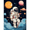 Diamentowa Mozaika Astronauta W Kosmosie Rysunkowy 30X40 Cm Kreatywne