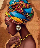 Diamentowa Mozaika Kobieta Afrykanka W Turbanie 30x40CM