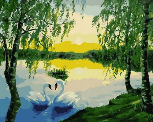 Malowanie Po Numerach Łabędzie Na Jeziorze 40X50