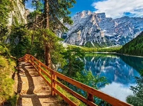 Diamentowa Mozaika Górski Szlak Nad Jeziorem 30x40Cm Kreatywne Diamenty