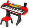 Keyboard Pianinko Czerwone Z Mikrofonem Posiada 37 Klawiszy Z Siedziskiem