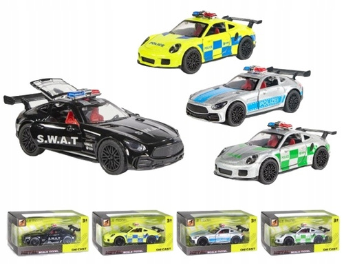 Auto Metalowe Sportowe Policja Z Efektami Dźwiękowymi Świetlnymi