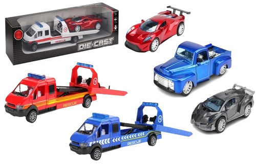 TRUCK LAWETA Z PODNOŚNIKIEM MIX KOLORÓW/MIX AUTEK, pak 108 
auto rescue w trzech wariantach kolorystycznych, w zestawie autko- jedno z trzech różnych, 
wymiary autka: 5,5 x 14 x 3,5 cm 
wymiary lawety: 5,5 x 29 x 8 cm
wymiary opakowania: 7,5 x 35 x 10 cm