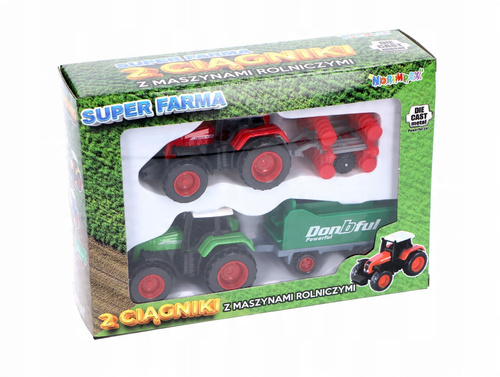 Zielony Traktor Farmera Z Przyczepą Zabawka Dla Dzieci