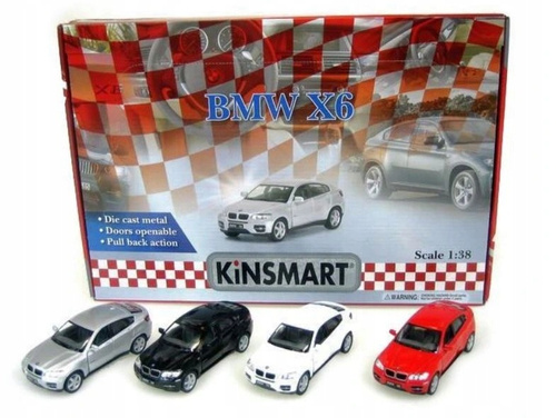 BMW X6 Kinsmart Metalowy 1:38 Pull Back Otwierane Drzwi 12,5 cm 4 Kolory