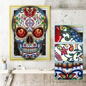 Diamentowa Mozaika 7D Haft Diament Czaszka Mandala 40X30