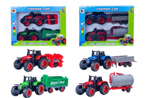 Zielony Traktor Farmera Z Przyczepą Zabawka Dla Dzieci