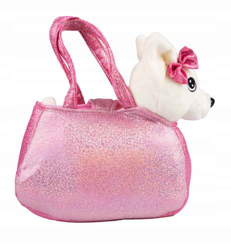 Pies pluszowy w torebce miękki biały 23 cm