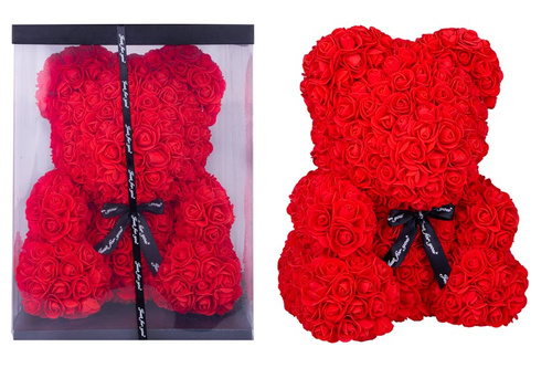 MIŚ Z RÓŻ RÓŻANY MIŚ ROSE BEAR DUŻY Walentynki Luv