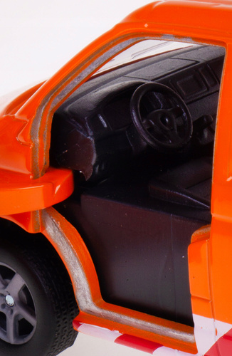 Auto Metalowe Służba Drogowa Pick-up z Przyczepą i Znakami Ostrzegawczymi