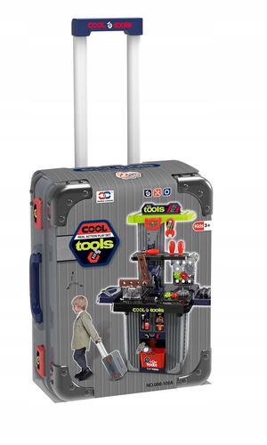 Narzędzia Dla Dzieci W Przenośnej Szarej Walizce Z Akcesoriami Zestaw