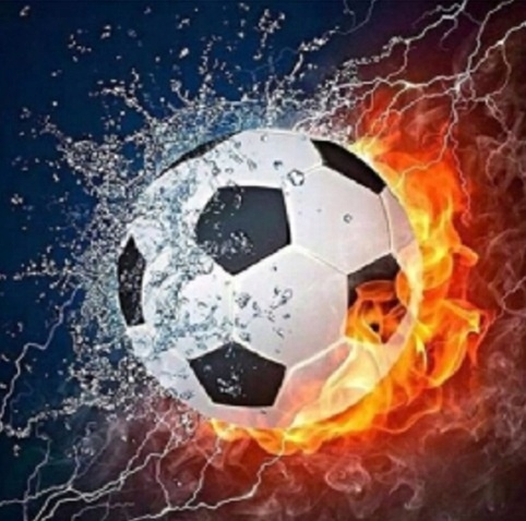 Malowanie Po Numerach Piłka Sportowa Ogień i Woda 40X50 Cm Na Ramie