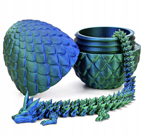 Figurka Smok W Jajku Druk 3D Ruchome Elementy Błyszczący Sensoryczna