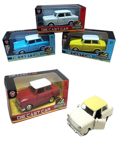 AUTO TRABANT, pak 144 
samochodzik zabawkowy z otwieranymi drzwiami, 
różne warianty kolorystyczne