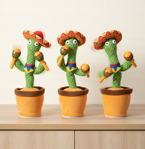 Tańczący Kaktus Z Marakasami Funkcja Powtarzani Śpiewania I Tańczenia