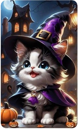 DIAMENTOWA MOZAIKA HALLOWEEN KOTEK CZAROWNIK PAK 60
30X40