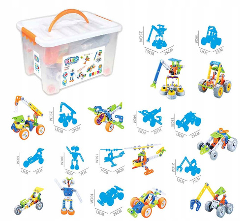 KLOCKI KONSTRUKCYJNE POJAZDY NA KÓŁKACH W SKRZYNCE