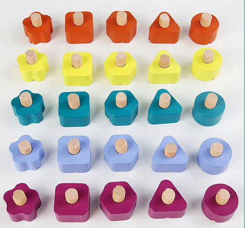 Drewniana Zabawka Wkręty Różne Kolory Nauka Manualna Przez Zabawę