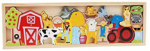 UKŁADANKA FARMA DREWANIANA W RAMCE, pak 48, 
edukacyjna układanka w drewnianej ramce do nauki alfabetu, 
wymiary: 45 x 14 x 1,8 cm
