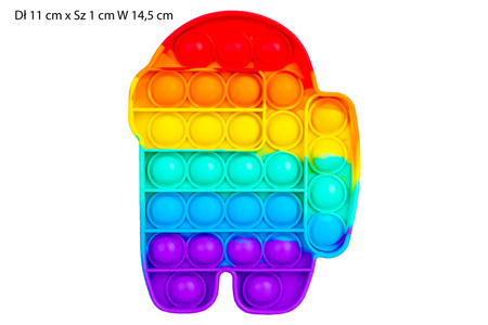 POPIT AMONG PAK 300
Dł 11 cm x Sz 1 cm W 14,5 cm 
Waga : 57 g