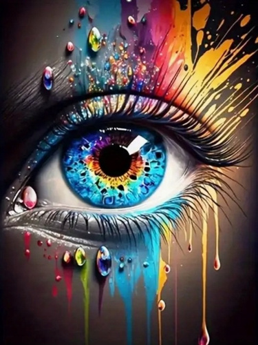 Diamentowa Mozaika Abstrakcja Kolorowe Oko 30x40Cm Kreatywne Diamenty