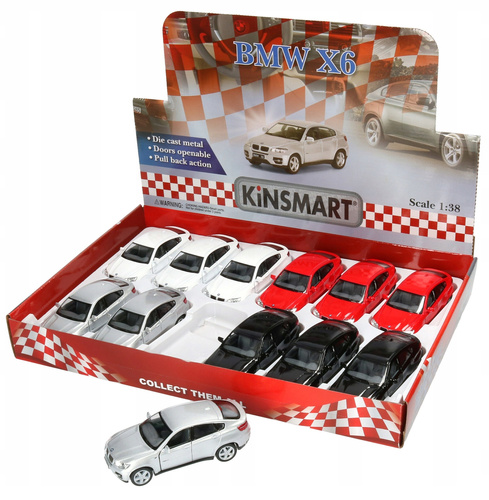 BMW X6 Kinsmart Metalowy 1:38 Pull Back Otwierane Drzwi 12,5 cm 4 Kolory
