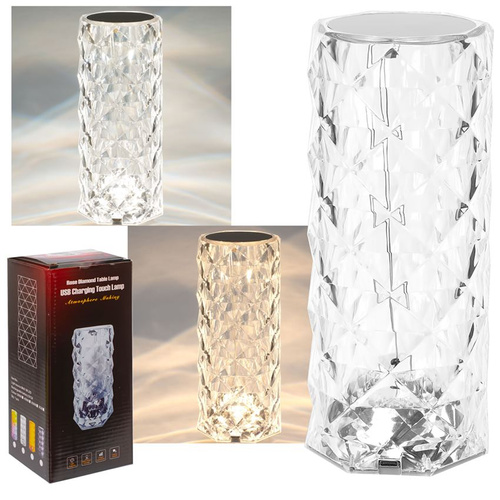 LAMPKA DOTYKOWA 3 KOLORY IMITACJA KRYSZTAŁU ŚWIATŁA USB KABEL KARTON PAK 20