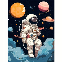 Diamentowa Mozaika Astronauta W Kosmosie Rysunkowy 30X40 Cm Kreatywne