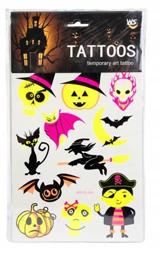 Tatuaże Halloween Tatuaże Zmywalne Fluorestencyjne 12 Arkuszy