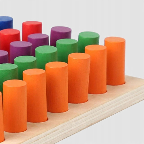 Drewniana Tablica Edukacyjna Układanka Montessori Dzieci Kolory Liczenie