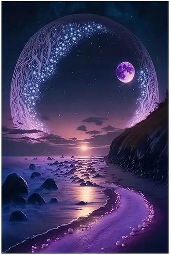 Malowanie Po Numerach Księżyc 50X40 Cm Z Ramą Kreatywne