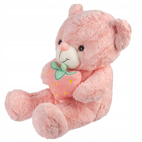 PLUSZOWY MIŚ MASKOTKA UROCZY PLUSZAK DLA DZIECI 50 CM MIŚ Z TRUSKAWKĄ