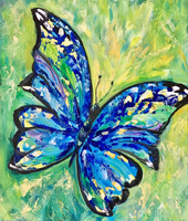 Malowanie Po Numerach Niebieski Motyl na Trawie 50X40 Cm Na Ramie Kreatywne