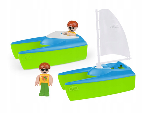 Pływająca Łódź Z Żaglem Z Dodatkowym Katamaranem W Ozdobnym Opakowaniu