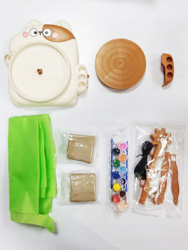 Zestaw Kreatywny Dla Dzieci Koło Garncarskie Farbki Glina W Kształcie Kota