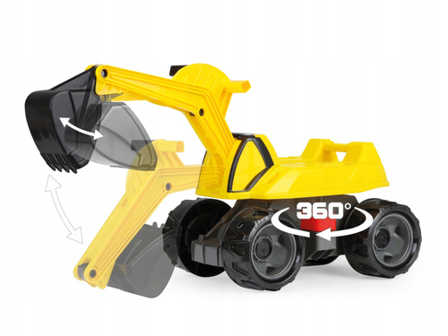 Koparka Duża Zółta Jeździk Z Ruchomą Łyżką Do Zabawy Lena