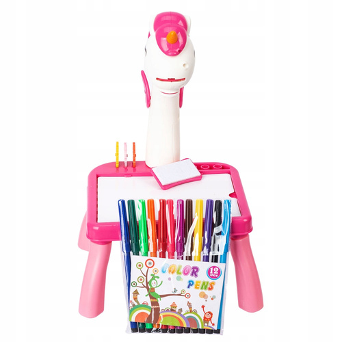 TABLICA DO RYSOWANIA PROJEKTOR ZE STOLIKIEM EDUKACYJNY KREATYWNY ŚWIATŁO