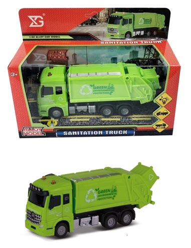 TRUCK ŚMIECIARKA AUTO SANITARNE ŚW/DŹW, pak 72/36, 
światło i dźwięk, 
wymiary: 23 x 8,5 x 17 cm