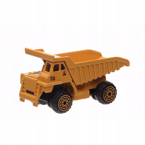 Autotransporter z dwoma pojazdami budowlanymi metalowymi