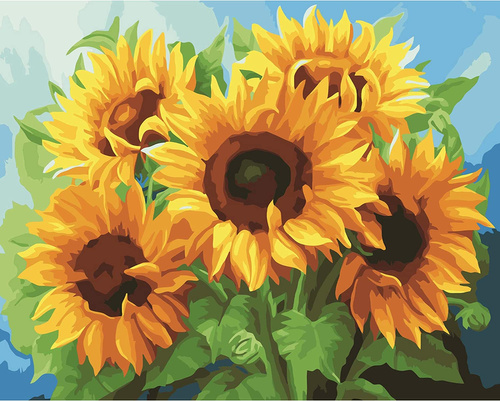 Malowanie Po Numerach Bukiet Słoneczników 40X50 Cm Na Ramie Kreatywne