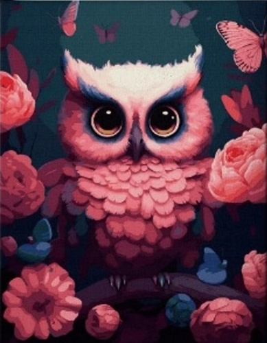 Diamentowa Mozaika 30x40cm Haft Diamentowy Różowa Sowa