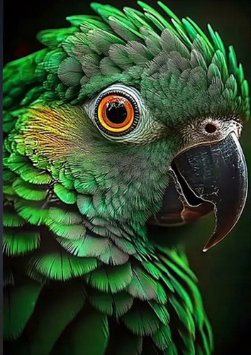 Malowanie Po Numerach Zielona Papuga 40X50 Cm Na Ramie Kreatywne