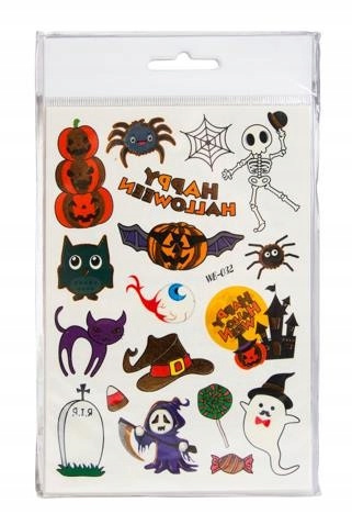 Tatuaże Halloween Tatuaże Zmywalne Komplet 12 Arkuszy Różne Wzory