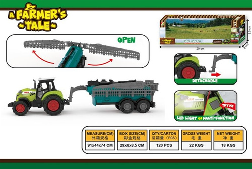 TRAKTOR Z MASZYNĄ ŚWIATŁ/ DZWIEK KARTON OTWARTY /120/60
