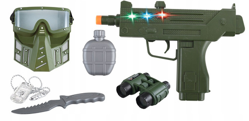 Akcesioria Zestaw Do Kostiumu Żołnierza Pistolet Maszynowy Maska Szturmowa