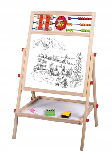 Tablica Zmazywalna Magnetyczna Drewniana Z Liczydłem Oraz Półeczką